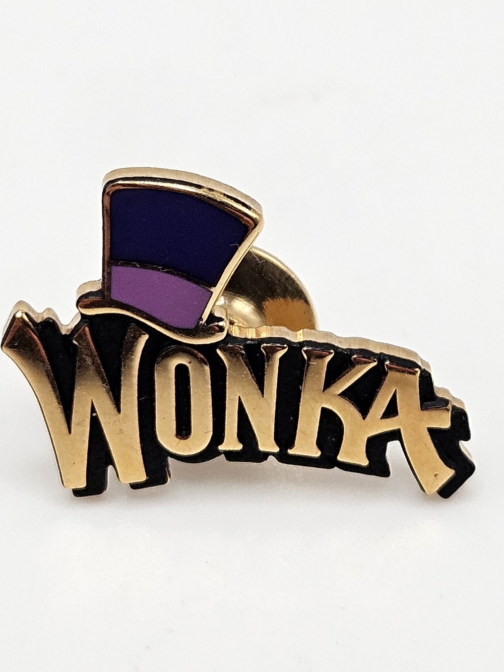 VINTAGE Willy Wonka Chocolate Factory 1/10 10K GF Gold-Filled Logo Pin Brooch